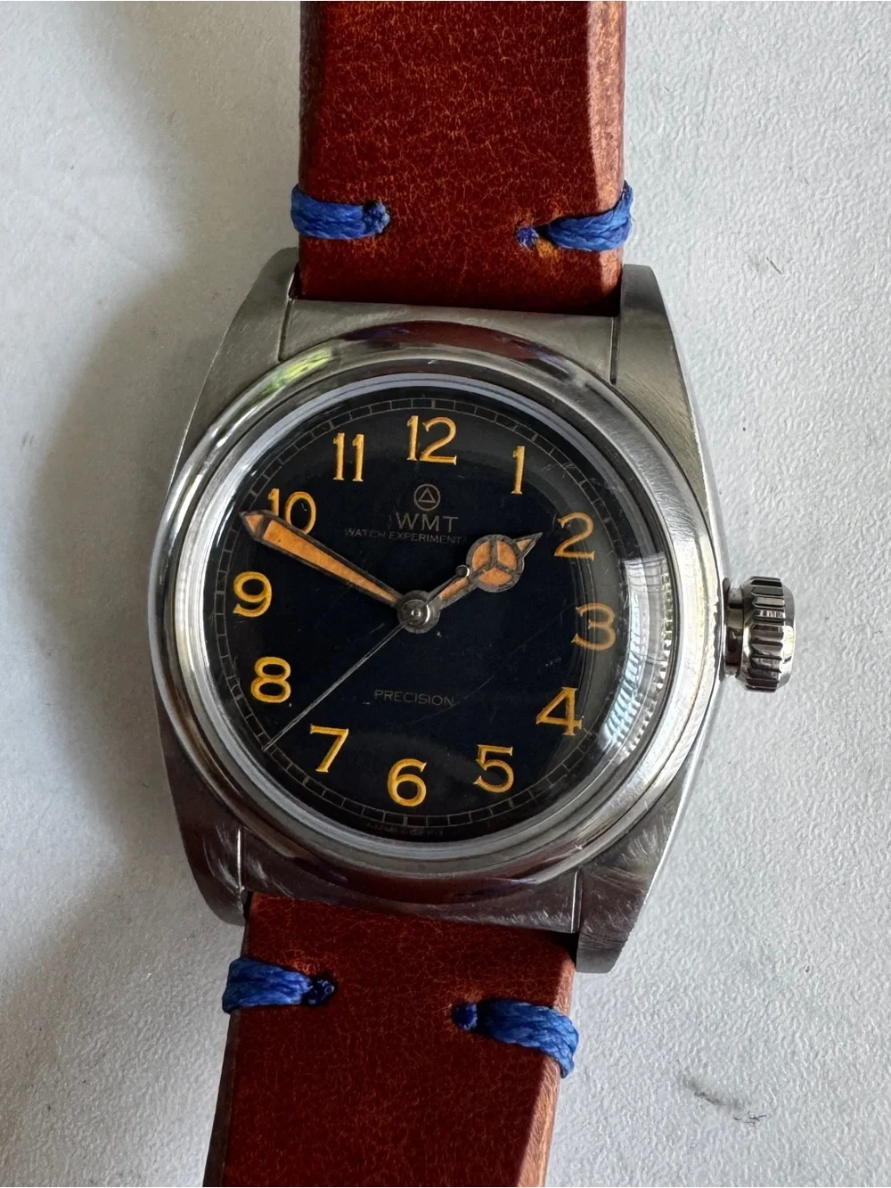 WMT W15 Precision Automatic Black Dial Aged Finish Bubbleback Style Watch